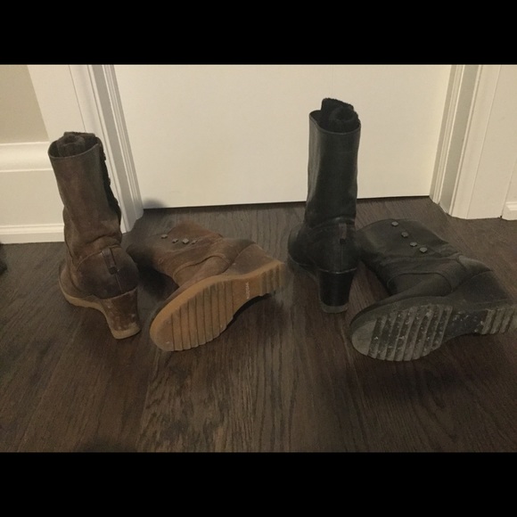 Rudsak Black & Brown Wedge Boots Size 8 - Picture 3 of 4